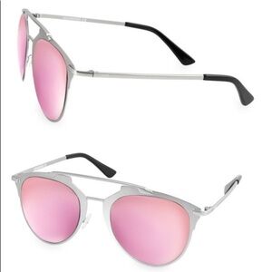 AQS Al009-52-12-144 ALFIE 52MM Aviator Sunglasses Silver-Tone Purple Lenses